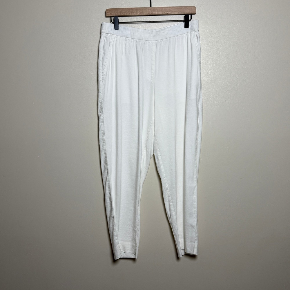 Chico's Womens Linen Blend Pants Size 0.5R Alabaster White Pull On Vacation Boho